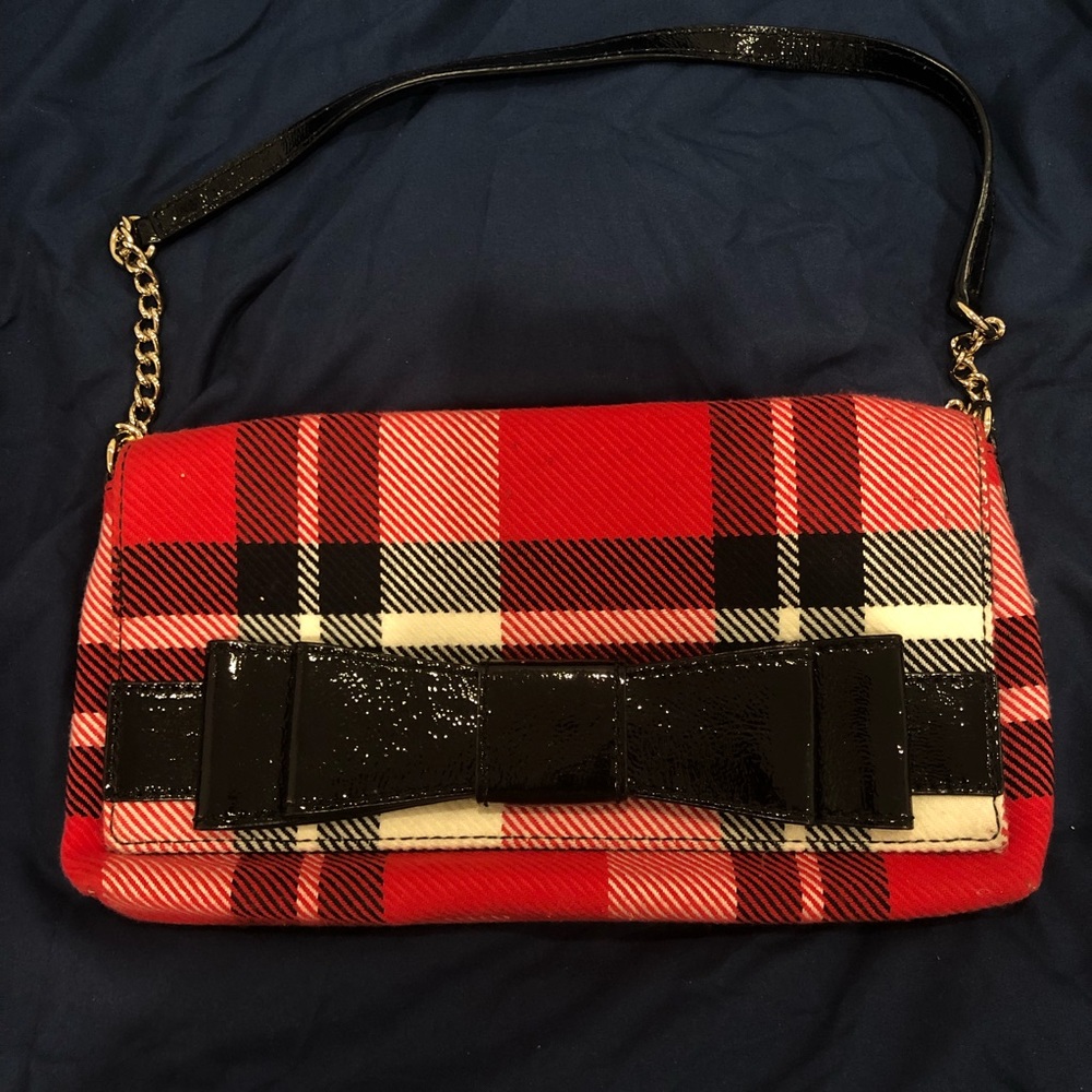 Kate Spade Red and Black Plaid Crossbody Handbag